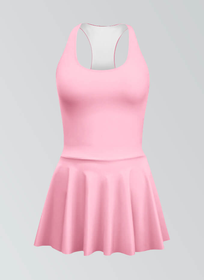 Thong Sleeveless Fitness Skirted Leotard