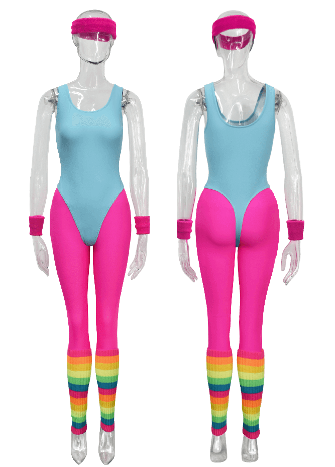 Women 80's Workout Girl Adult Retro Fashion Women Aerobic Costume X-Large :  : Clothing, Shoes & Accessories