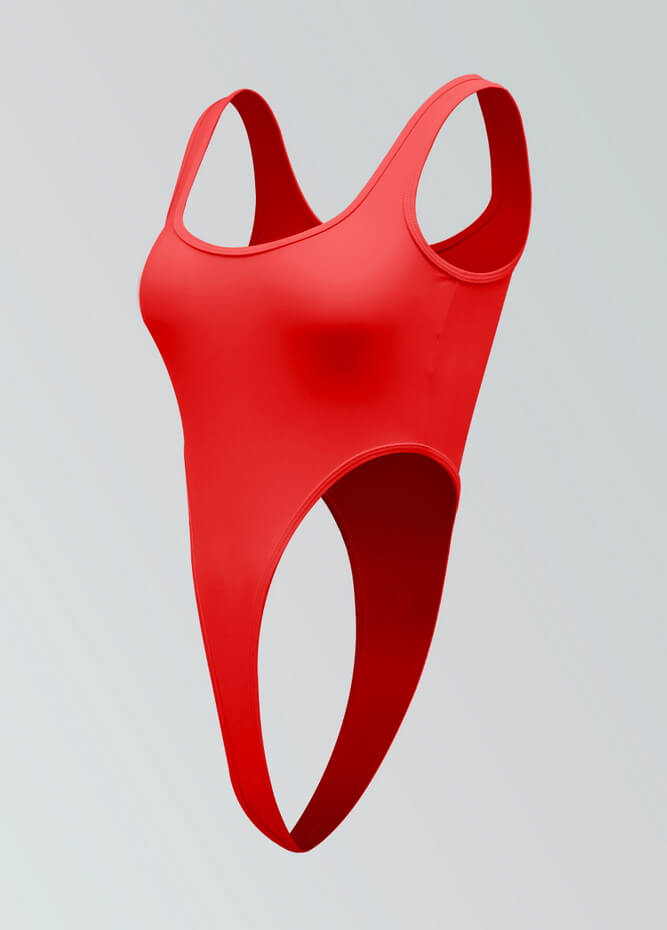 Womens Sexy High Cut Thong Square Neck Leotard