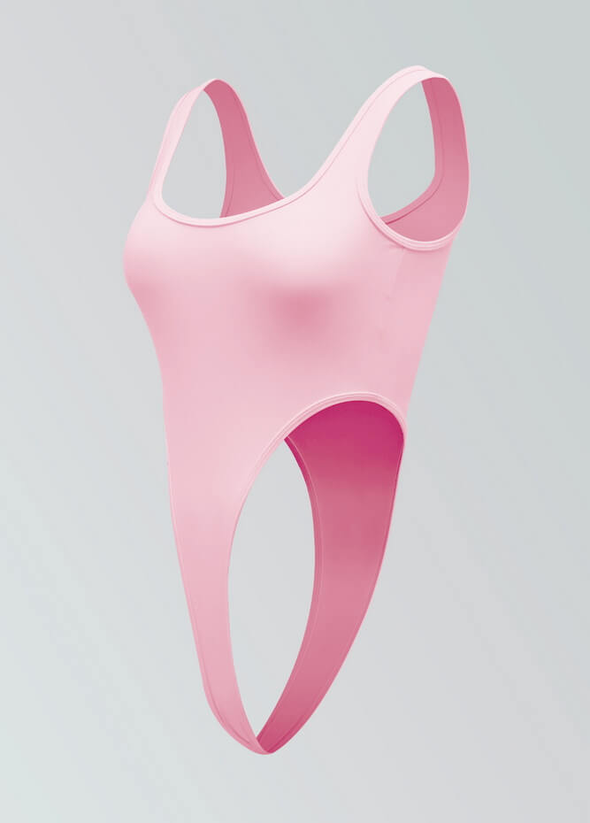 Womens Sexy High Cut Thong Square Neck Leotard