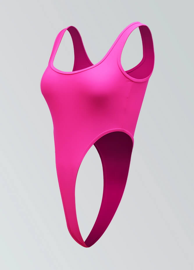 Womens Sexy High Cut Thong Square Neck Leotard