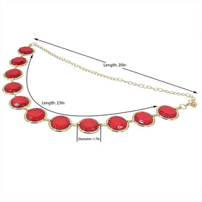 Womens Raven Cosplay Waist Belt Red Stone Chain