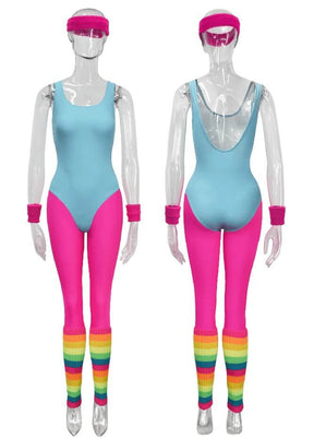 Womens 80s Barbie Workout Costume Accessories Set