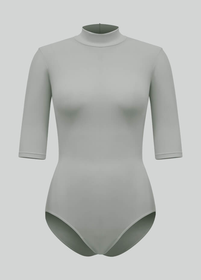 Womens Half-Sleeved Mock Neck Spandex Leotard