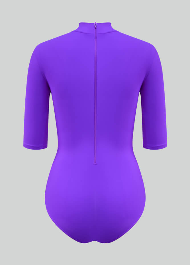 Womens Half-Sleeved Mock Neck Spandex Leotard