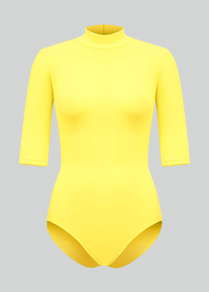 Womens Half-Sleeved Mock Neck Spandex Leotard