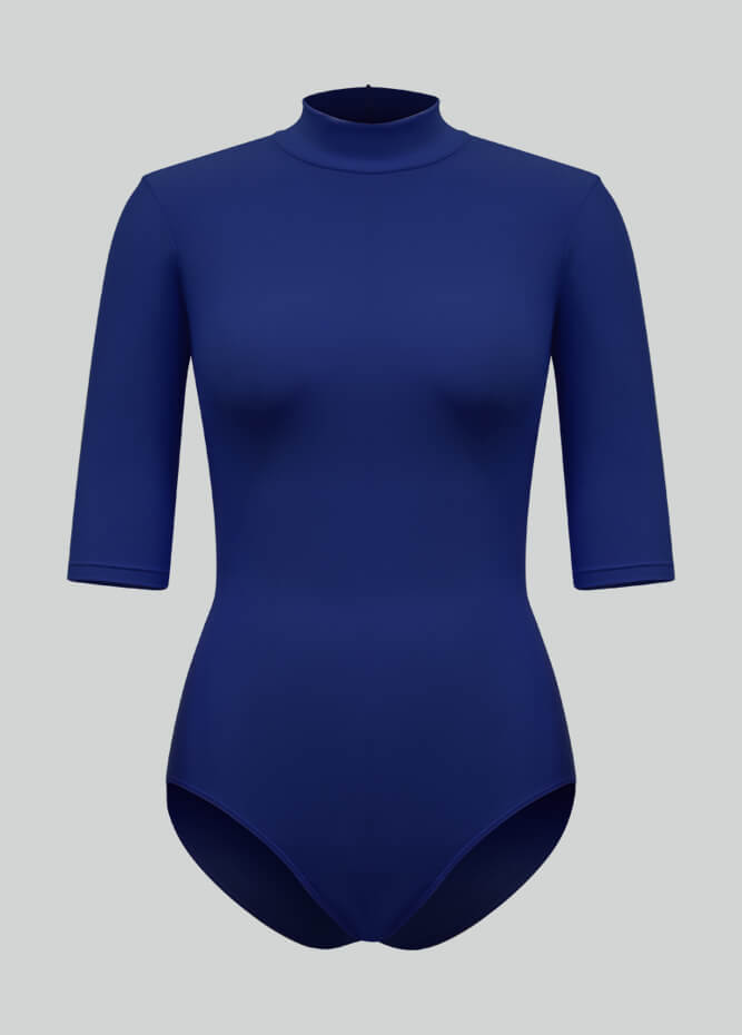 Womens Half-Sleeved Mock Neck Spandex Leotard