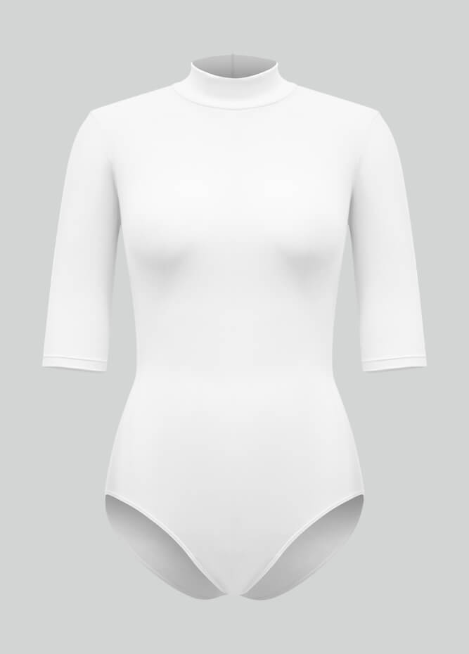 Womens Half-Sleeved Mock Neck Spandex Leotard