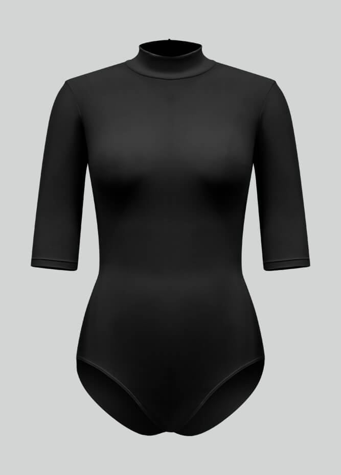 Womens Half-Sleeved Mock Neck Spandex Leotard