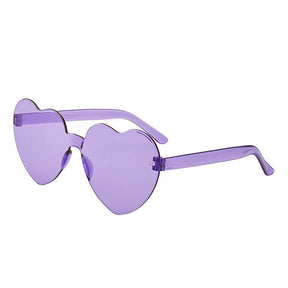 Womens Heart Sunglasses Candy Color Transparent Rimless