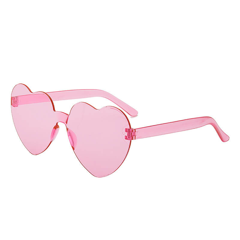 Womens Heart Sunglasses Transparent Rimless