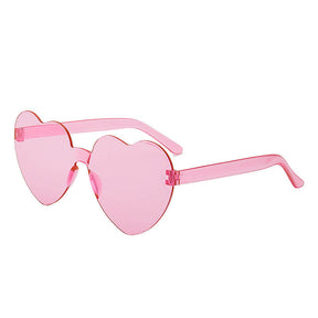 Womens Heart Sunglasses Candy Color Transparent Rimless
