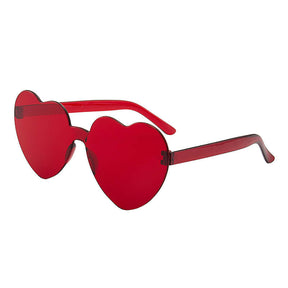 Womens Heart Sunglasses Candy Color Transparent Rimless