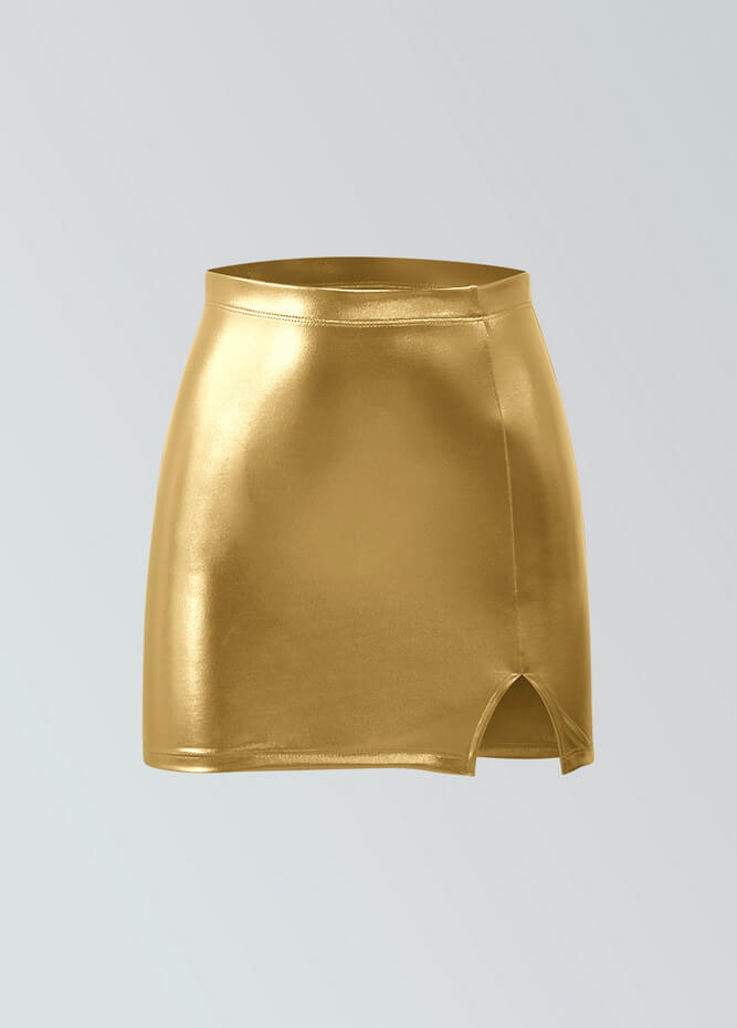Womens Metallic Bodycon Mini Skirt