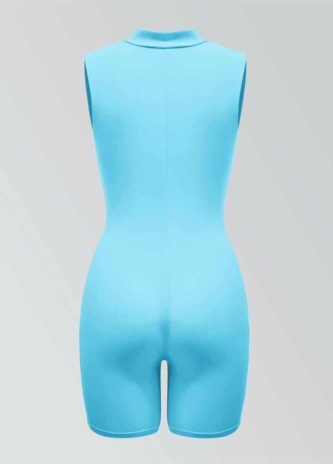 Womens Sleeveless Turtleneck Half-Zip Romper