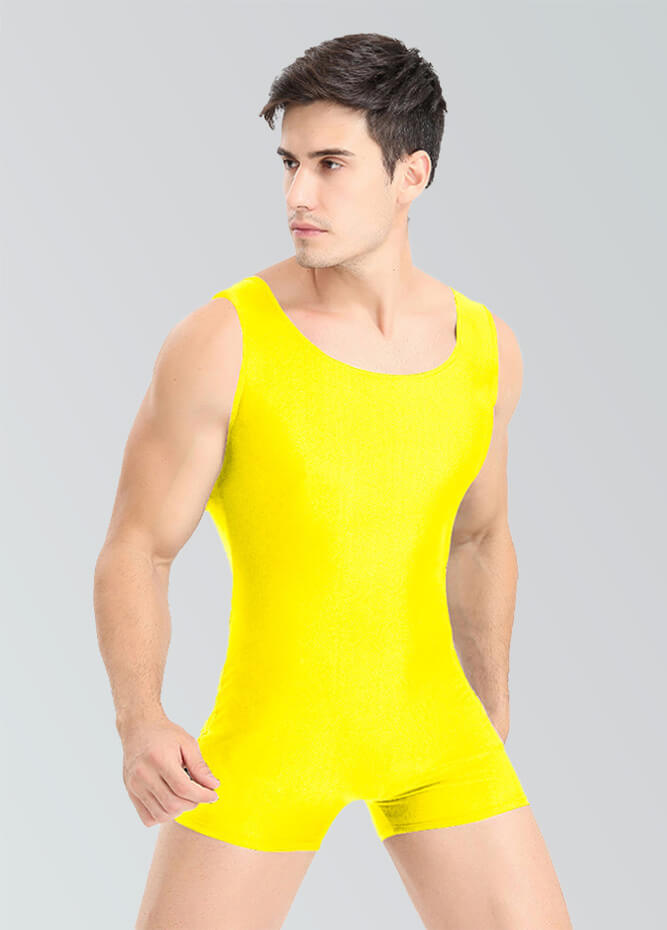 Mens Biketard Spandex Short Tank Unitard