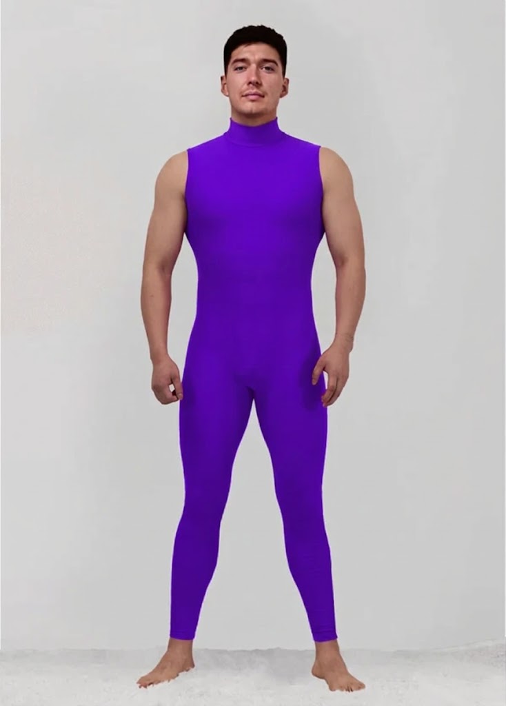 Mens Spandex Sleeveless Back Zipper Unitard