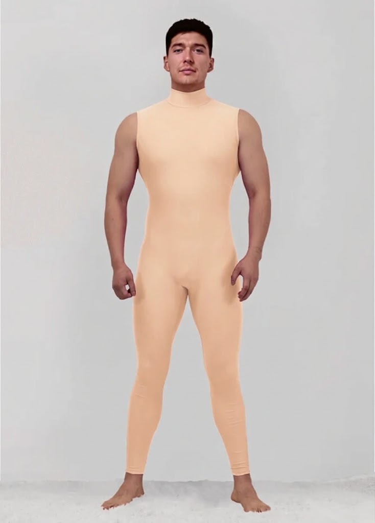 Mens Spandex Sleeveless Back Zipper Unitard