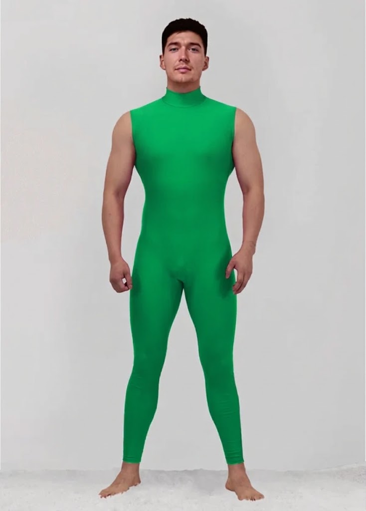 Mens Spandex Sleeveless Back Zipper Unitard