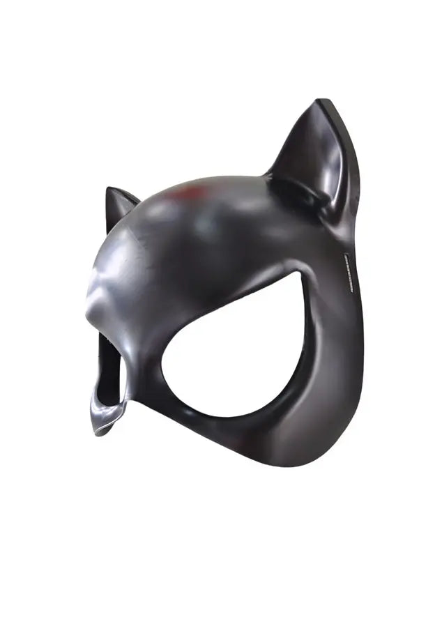 Black cat mask with pointed ears on a white background