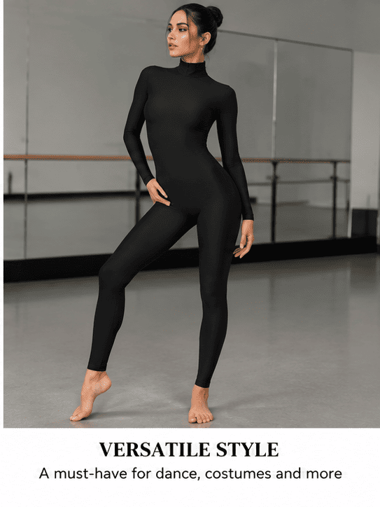 Womens Turtleneck Long Sleeve Unitard - Concert Nights