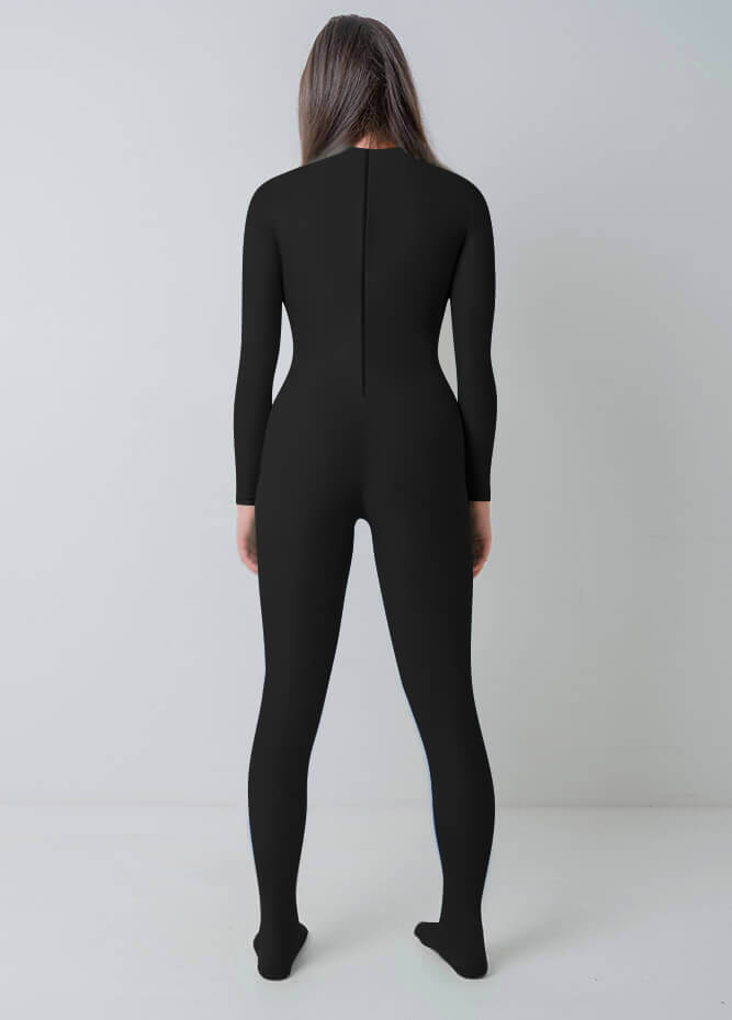 Womens Full Bodysuit One Piece Footed Unitard