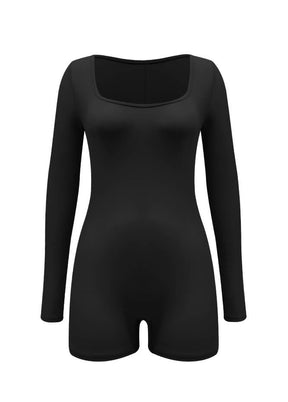 Long Sleeve Spandex Workout Romper Bodysuit