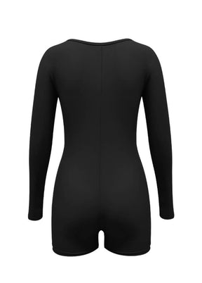 Long Sleeve Spandex Workout Romper Bodysuit