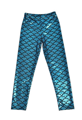 Kids Shiny Metallic Mermaid Fish Scale Leggings