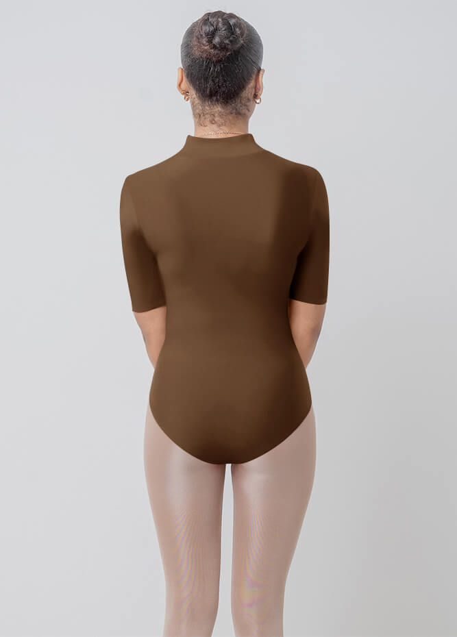 Front Zipper Half-Sleeved Leotard
