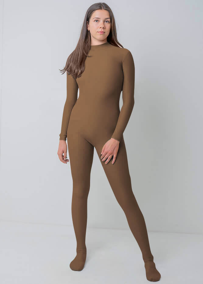 Womens Full Bodysuit One Piece Footed Unitard