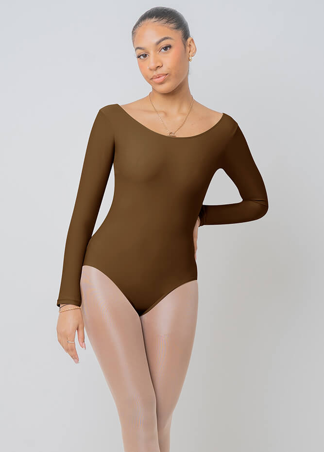 Womens Long Sleeve Scoop Neck Dance Leotard