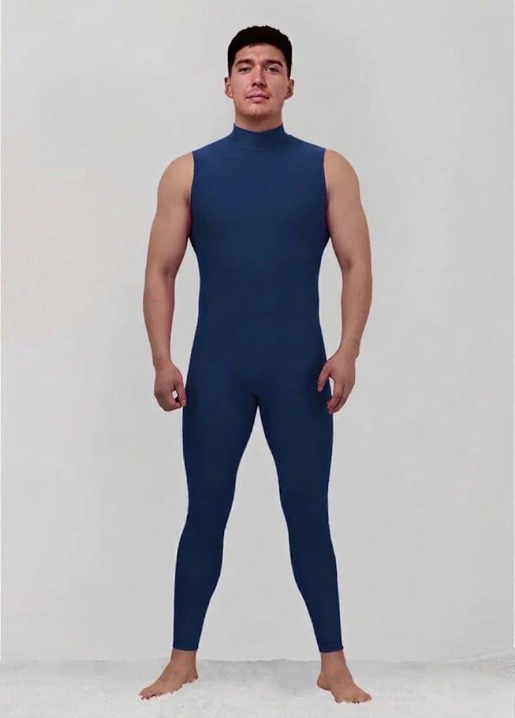 Mens Spandex Sleeveless Back Zipper Unitard