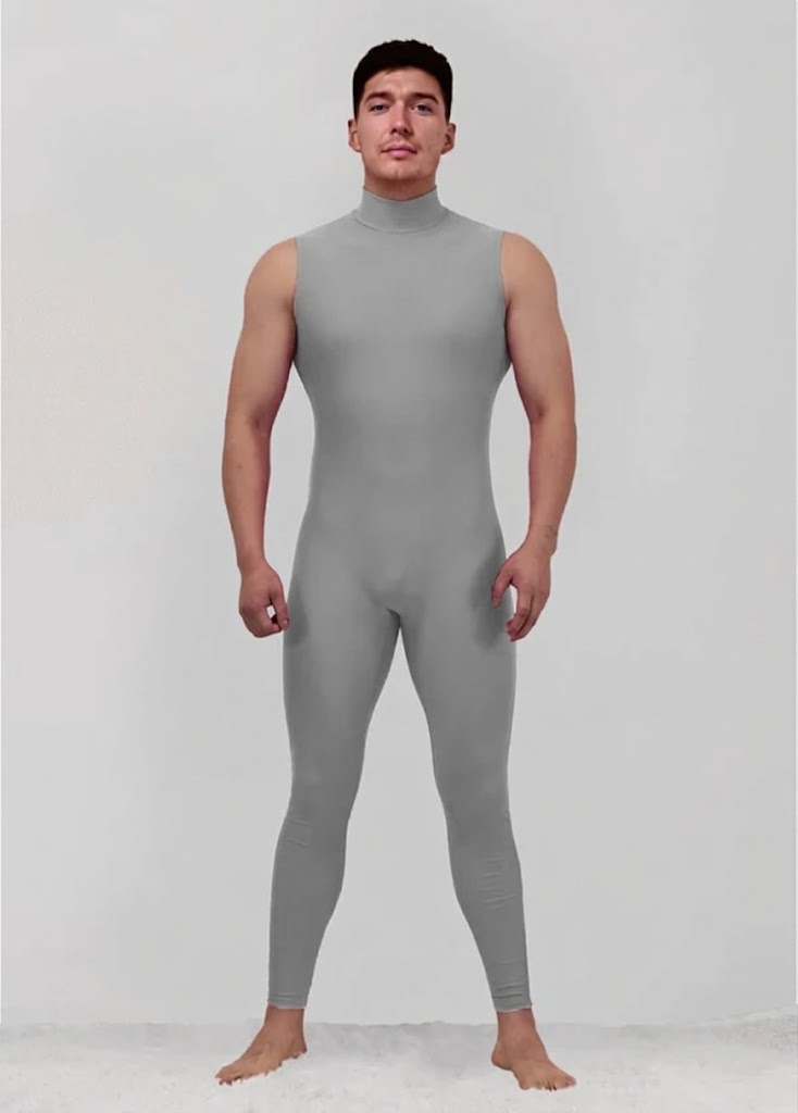 Mens Spandex Sleeveless Back Zipper Unitard