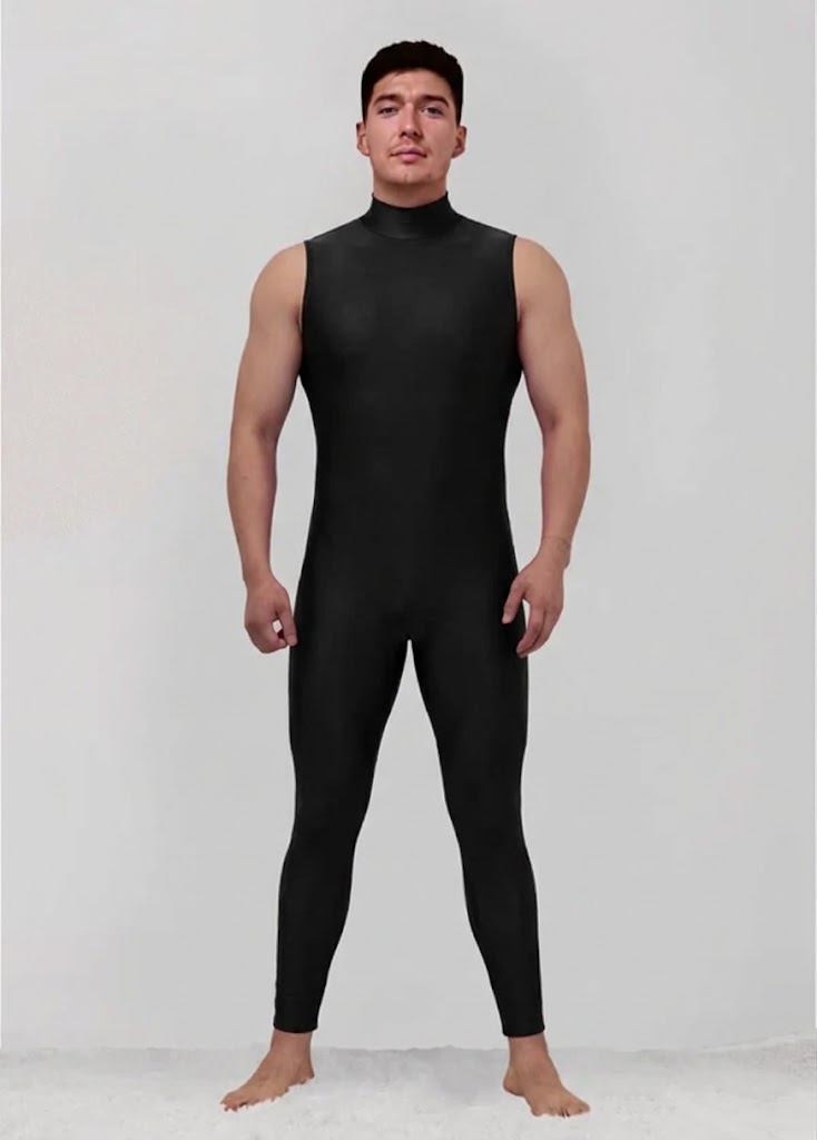Mens Spandex Sleeveless Back Zipper Unitard