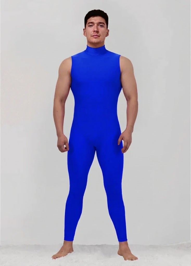 Mens Spandex Sleeveless Back Zipper Unitard