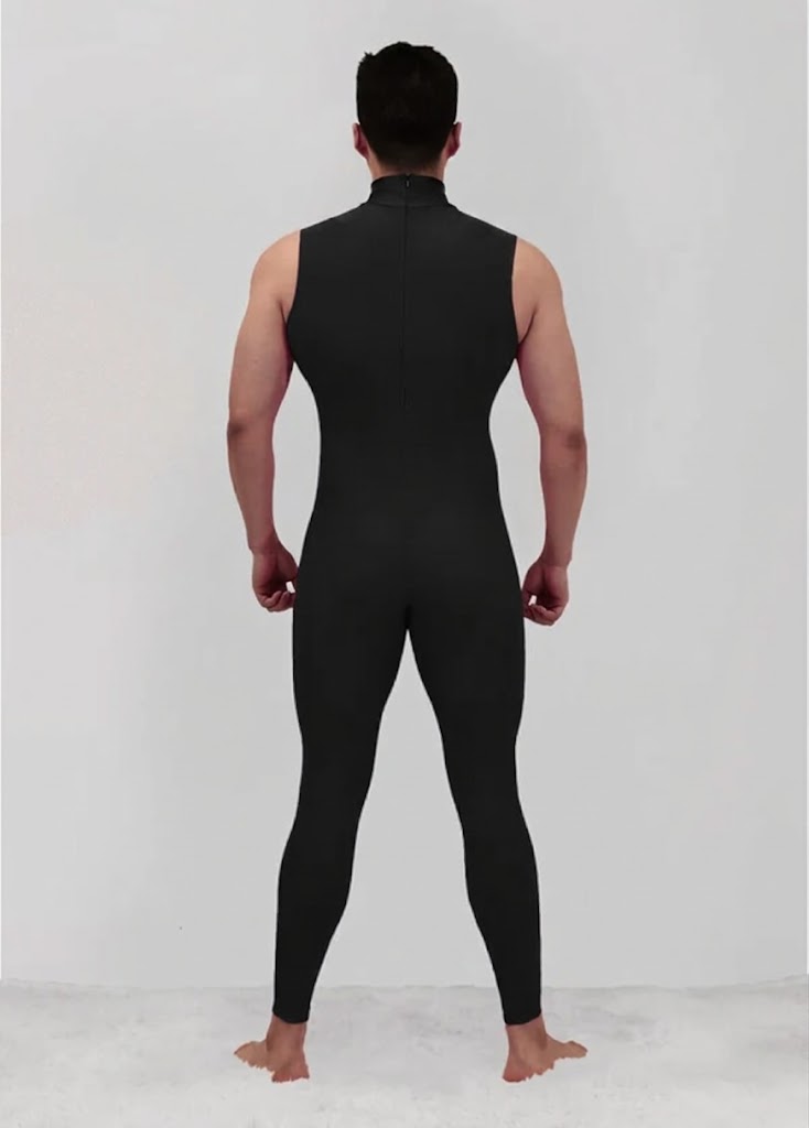 Mens Spandex Sleeveless Back Zipper Unitard