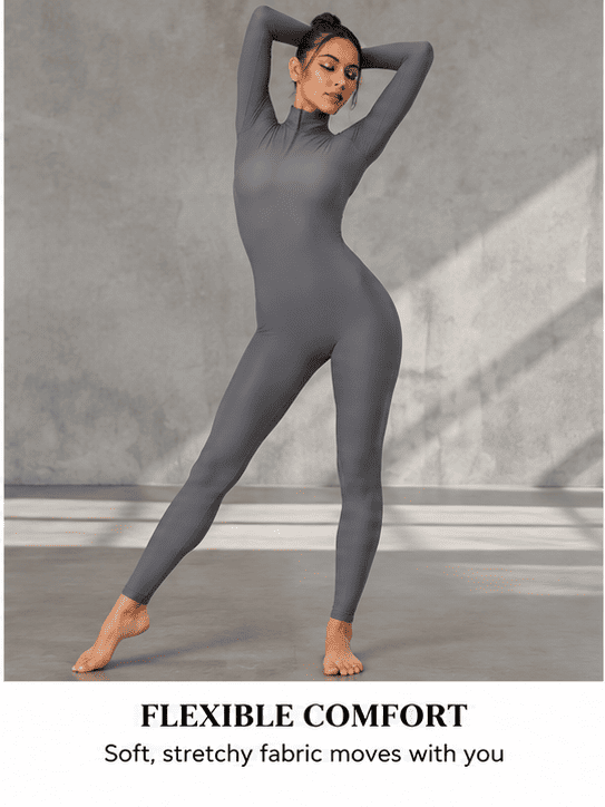 Womens Turtleneck Long Sleeve Unitard - Night Out Style