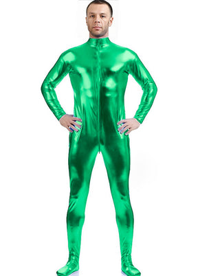 Speerise Mens Shiny Zentai Suit Footed Unitard