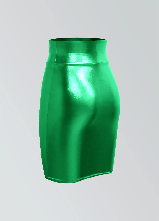 Shiny Metallic High Waist Pencil Skirt