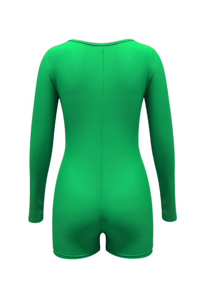Long Sleeve Spandex Workout Romper Bodysuit