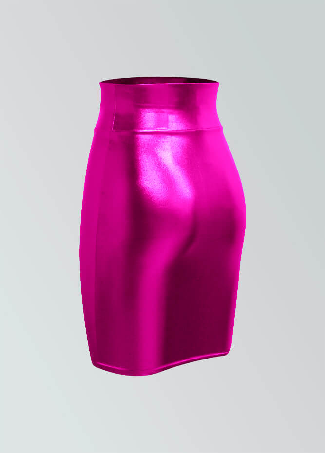 Shiny Metallic High Waist Pencil Skirt