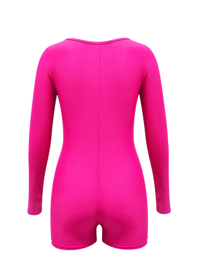 Long Sleeve Spandex Workout Romper Bodysuit