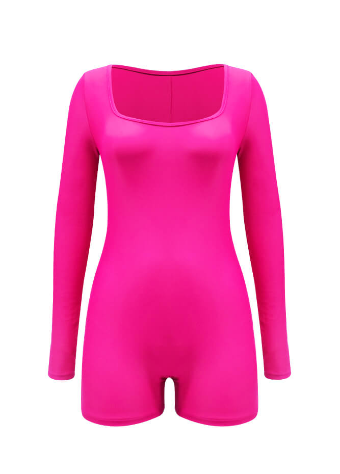 Long Sleeve Spandex Workout Romper Bodysuit