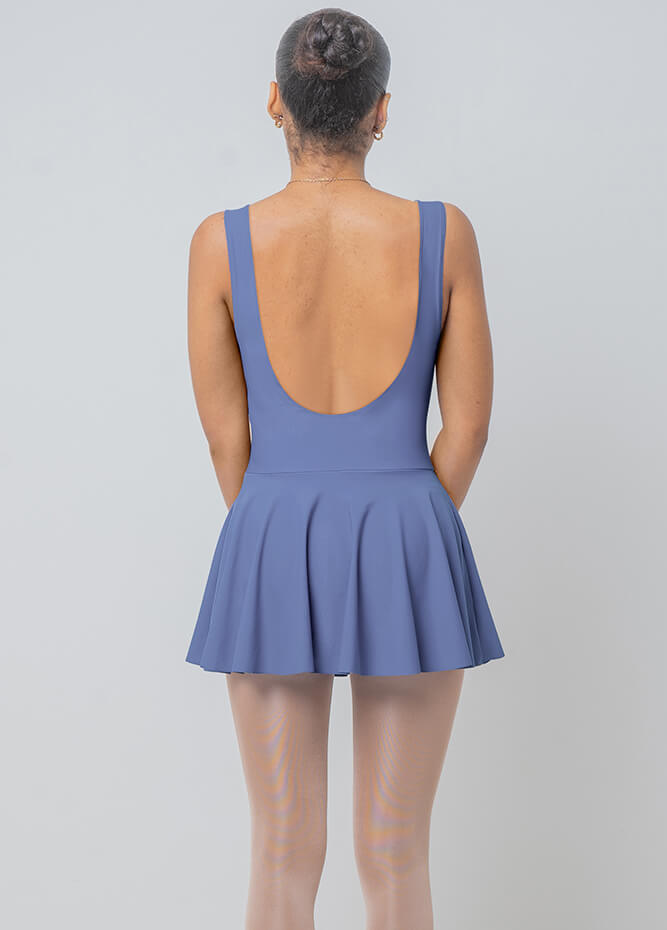 Womens Backless Tank Skirted Leotard