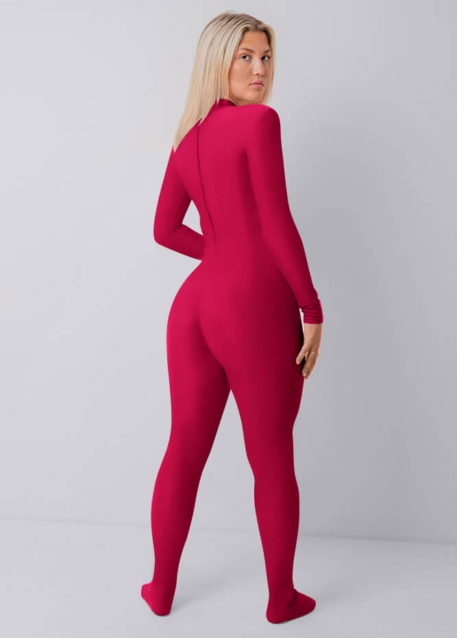 Womens Full Bodysuit One Piece Footed Unitard