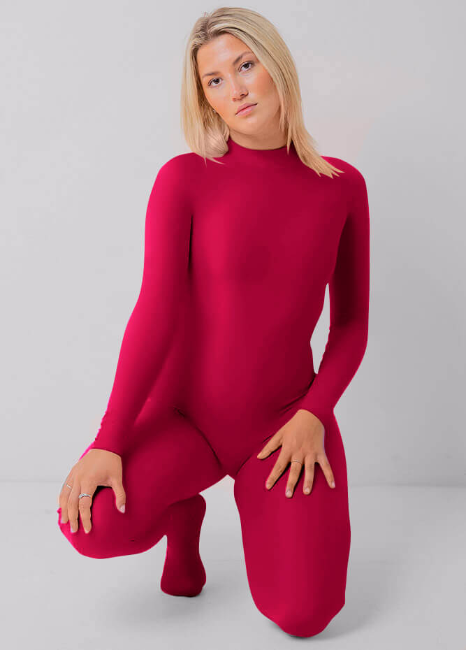 Womens Full Bodysuit One Piece Footed Unitard