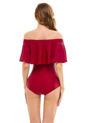 Speerise Womens Off Shoulder Ruffle Bodysuit
