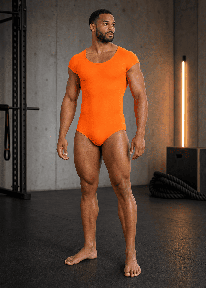 Mens Cap Sleeve Round Neckline Leotard