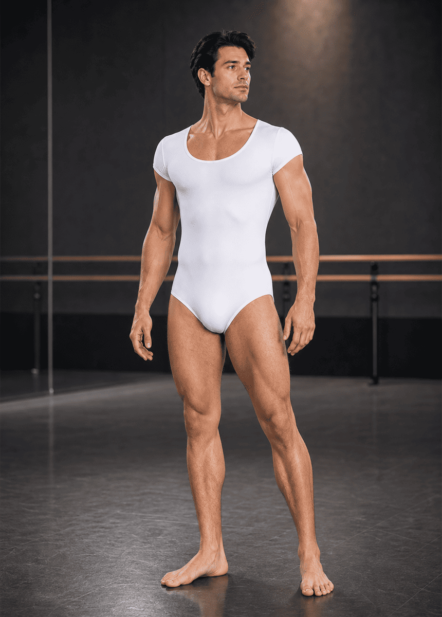 Mens Cap Sleeve Round Neckline Leotard